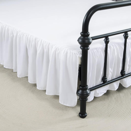Bed Skirt Full Size Ruffled Bed Skirts with Split Corners, 14 Inch Drop Dust Ruffle Bed Skirt with Platform, White