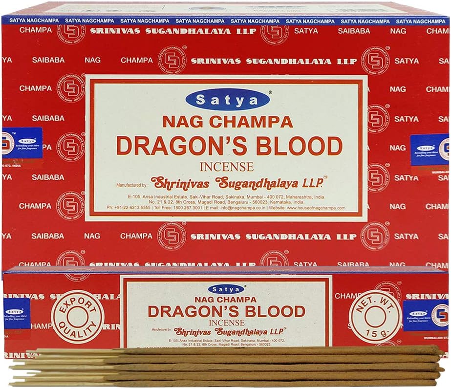 Dragon's Blood Incense Sticks and Incense Stick Holder Bundle Insence Insense Satya