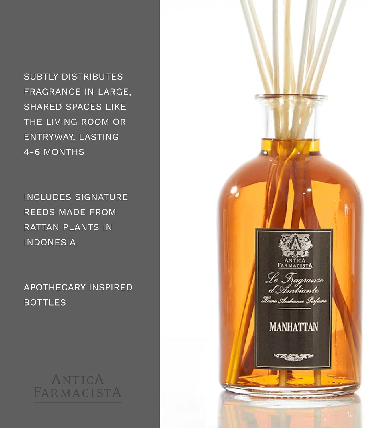 Antica Farmacista Home Ambiance Diffuser - Long-Lasting Reed Scent Diffuser - Luxury Room Freshener Gift - Cask, 16.9 fl oz