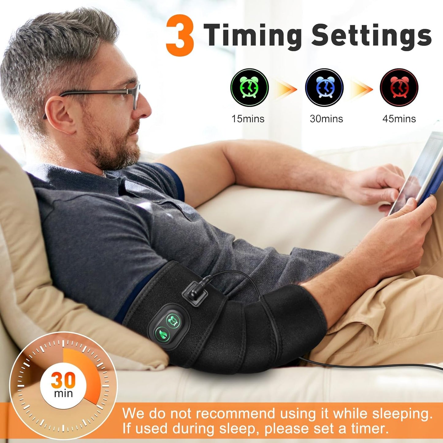 Arm Heating Pad, Extra Long Electric Heating Strap, Heated Wrap Around Wrist Brace, for Hand, Arm, Knee, Ankle, 4 Heat Levels & 3 Auto-Shutoff Timers, with 78" Long Power Cord