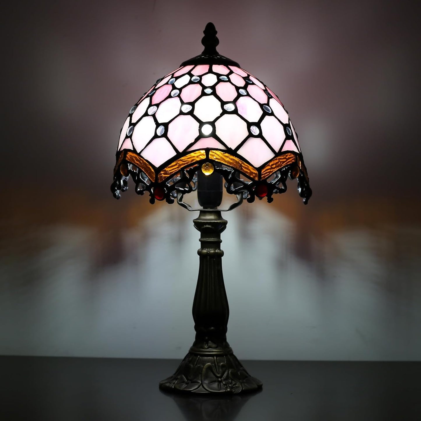 Tiffany Table Lamp Suitable for Bedroom Bedside Tables, Living Rooms, Tiffany lamp, Stained Glass Table lamp, Size 8×8×15 inches, can be Used as a Reading lamp in Home Offices