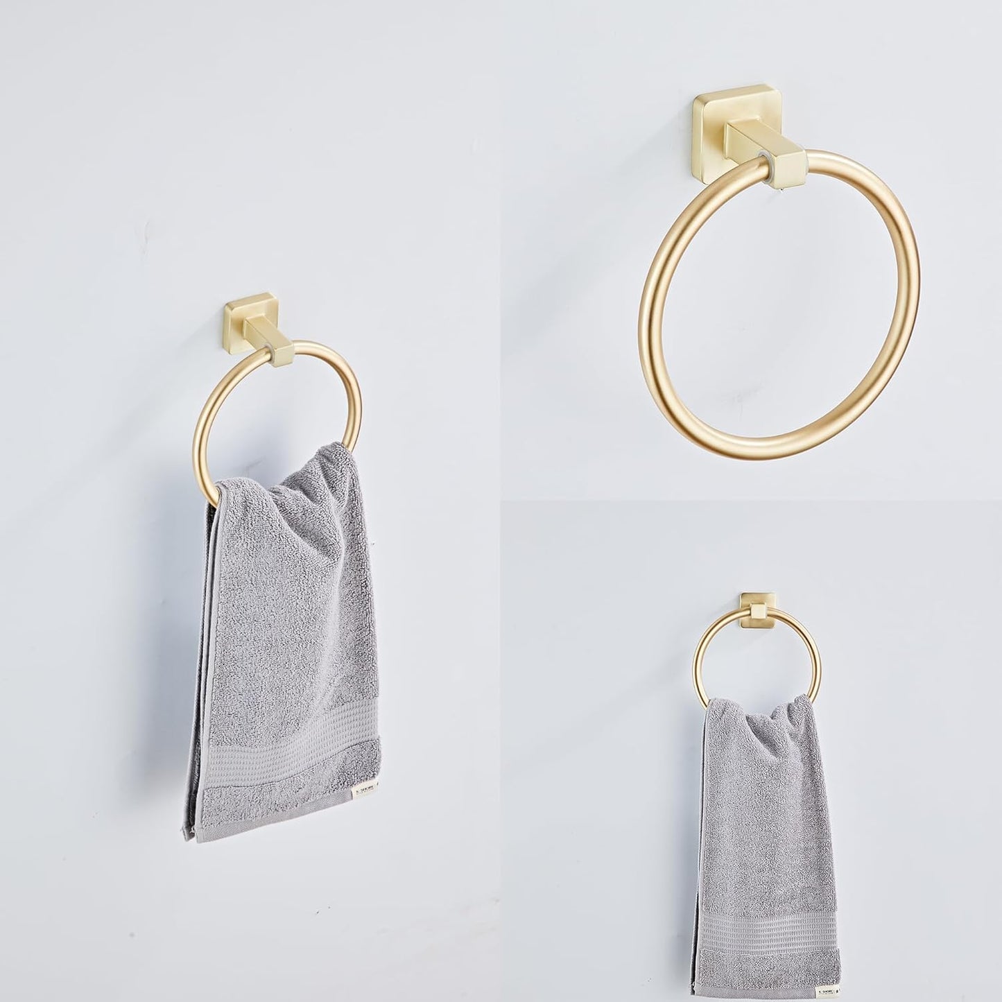 Brusehd Light Gold Bathroom Hardware Set 4 Pieces,Towel Bar Set Stainless Steel Wall Mounted, Includes 16In Hand Towel Bar, Towel Ring, Robe Towel Hooks,Toilet Paper Holder, Bathroom Towel Rack Set…