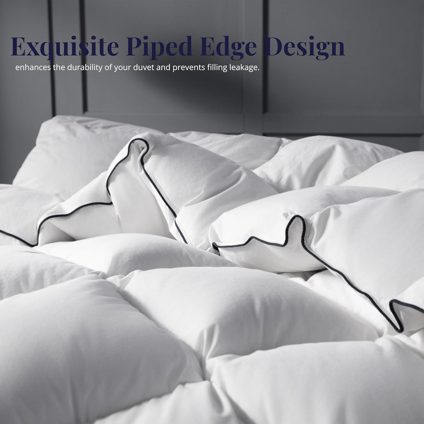 Ubauba Goose Feather Down Fiber Comforter King Size - White Fluffy Duvet Insert King - All Season Luxurious Hotel Bedding Comforter with Ultra Soft 100% Cotton Cover, 106 x 90 Inch