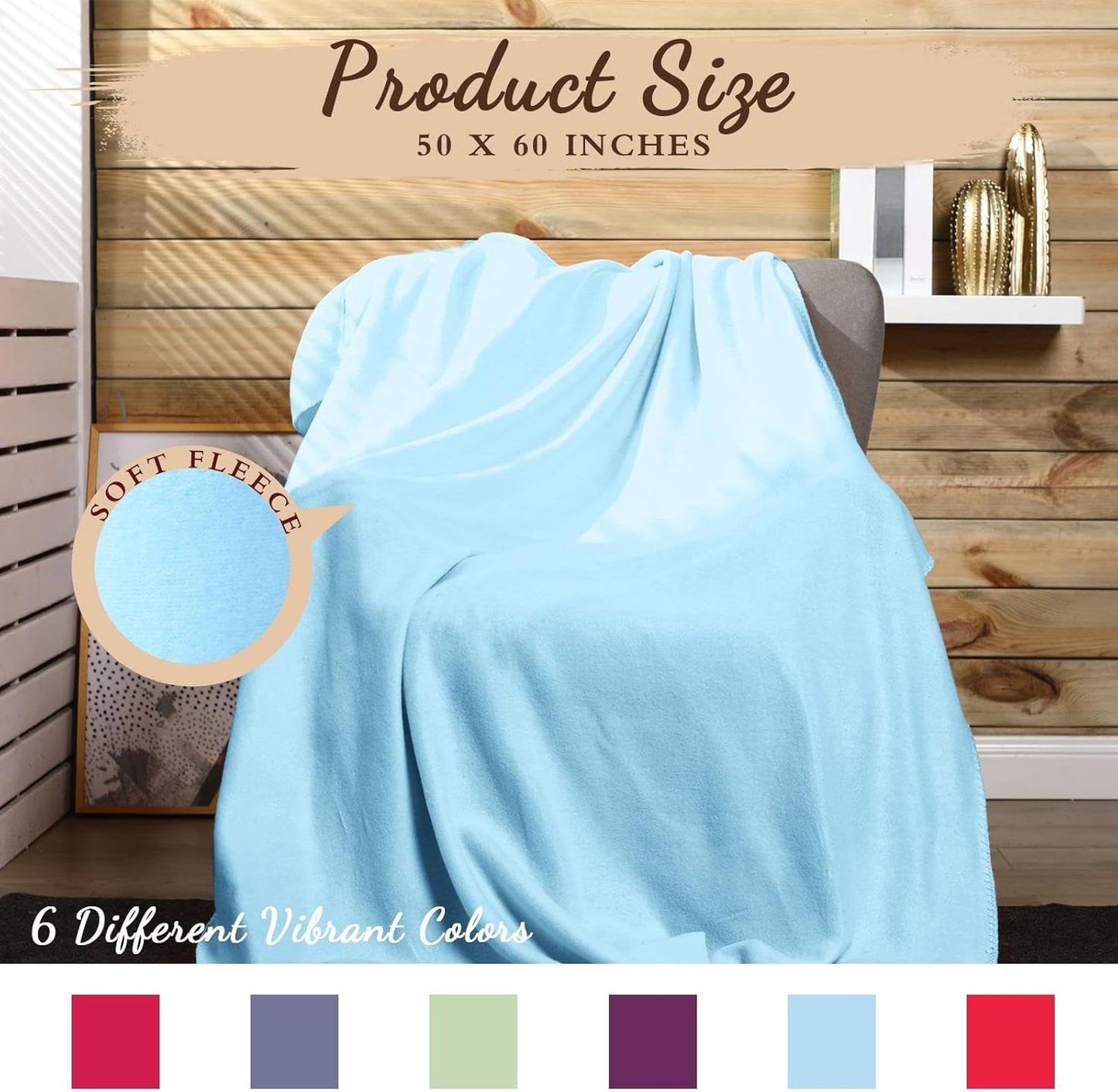 24 Packs Fleece Throw Blanket Soft Warm Lightweight Fleece Blanket Cozy Throw Bulk for Bed Couch Sofa Home Office Wedding Gifts Suitable for Seasons, 50 x 60 Inches(Novel Color)