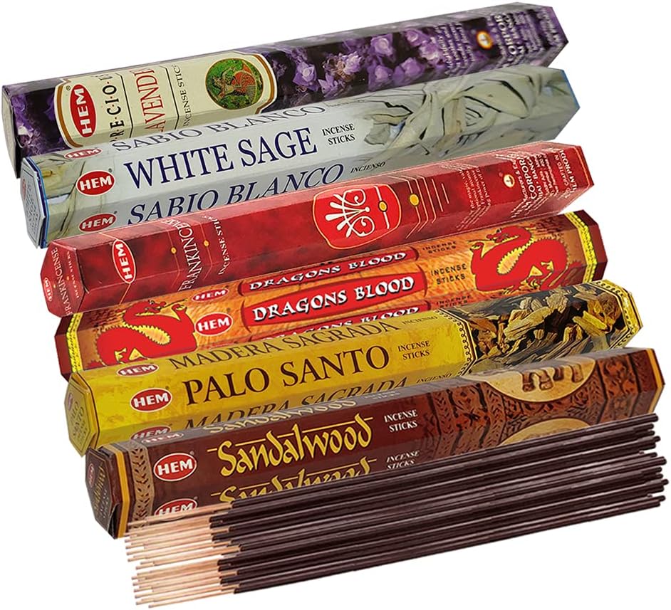 Hem Incense Sticks Variety Pack #30 and Incense Stick Holder Bundle with 6 Classic Fragrances