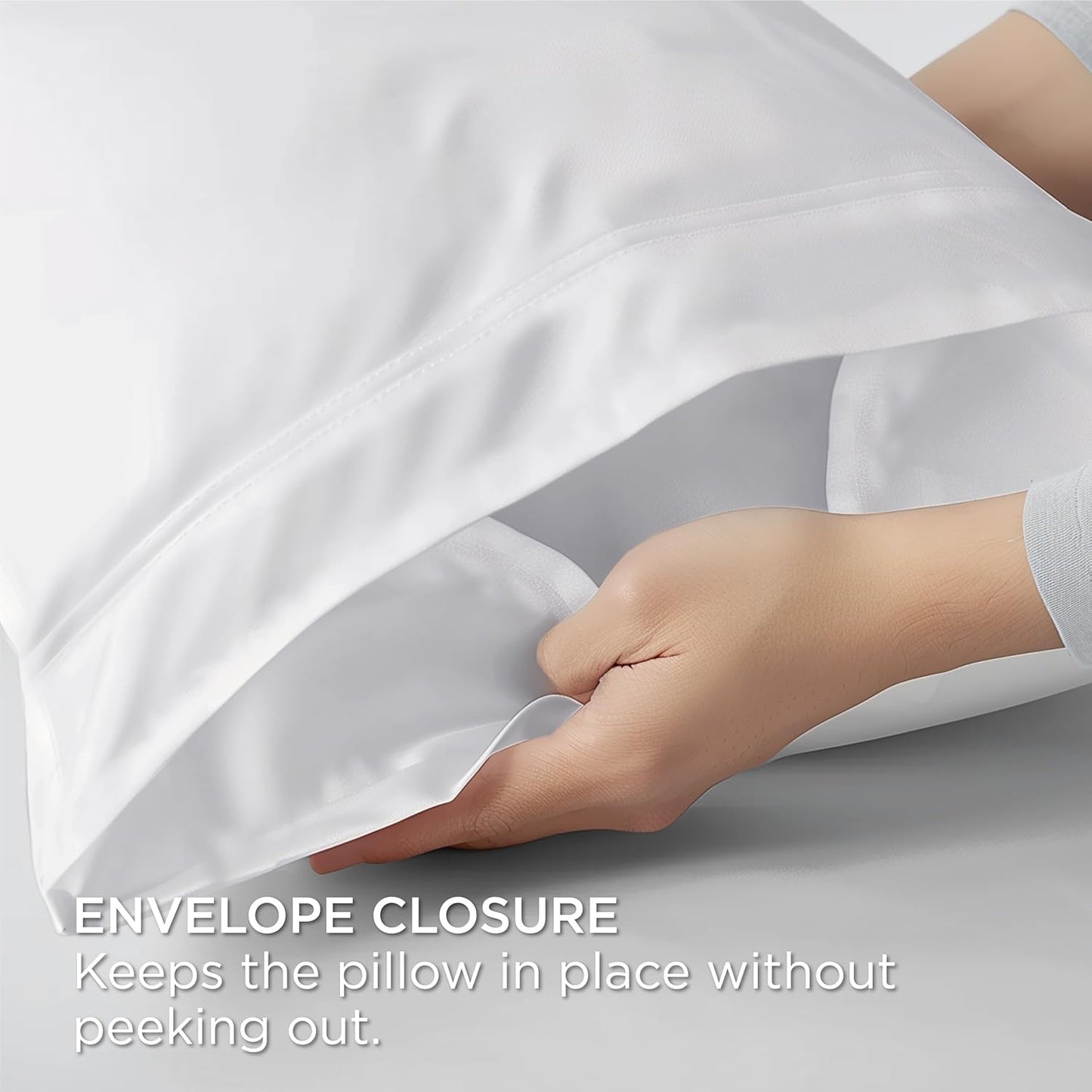 Bedsure Pillow Cases Standard Size, Cooling Pillow Cases, Rayon Derived from Bamboo White Pillowcases Standard Set of 2, Breathable & Soft Bedding Pillow Covers with Envelope Closure, 20x26 Inches