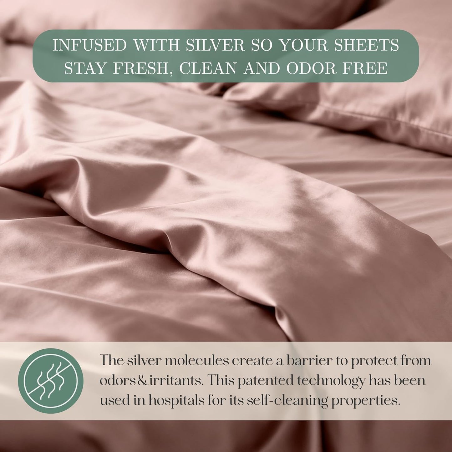 CASILVA Eucalyptus Sheets - Infused with Silver for Anti-Odor, Softer Than Silk Fibers, More Cooling Than Cotton - Perfect for Hot Sleepers & Sensitive Skin - 100% Tencel Lyocell - King Sheet Set