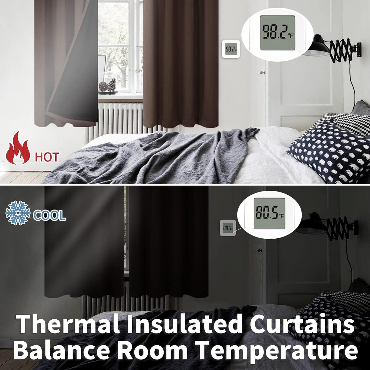 BGment Brown Blackout Curtains for Bedroom 63 Inch Length 2 Panels, Thermal Insulated Room Darkening Curtains Rod Pocket Soundproof Bedroom Living Room Window Curtains, Each 52 Inch Wide