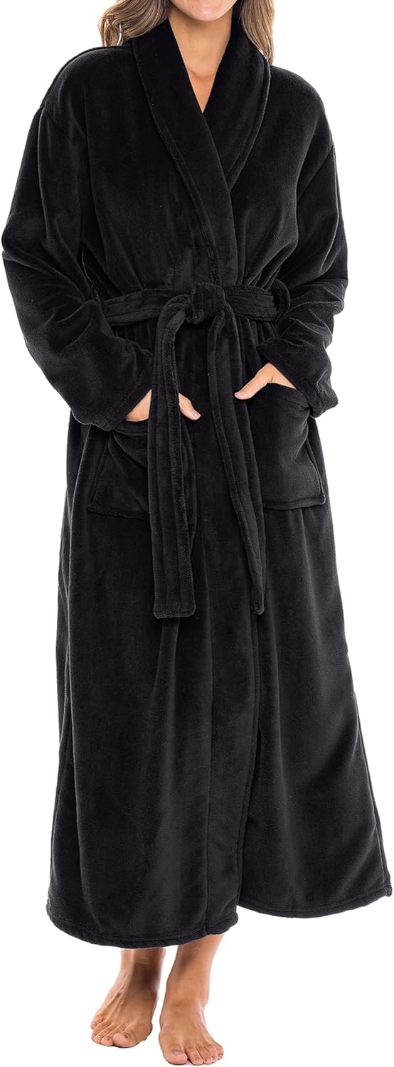 Alexander Del Rossa Plush Robe for Women, Long Fleece Winter Bath Robe, Plus Size