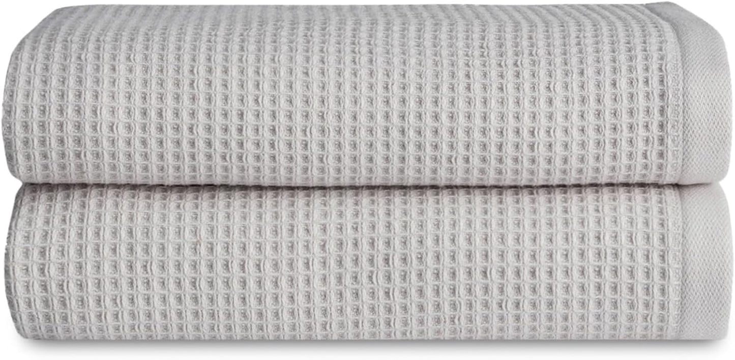 Cozy Earth Waffle Hand Towels - 60% Cotton 40% Viscose from Bamboo Hand Towels 20 x 30 Inches - Soft & Absorbent Terry, Reversible Mini Textured Waffle & Weave Pattern - 2 Pack