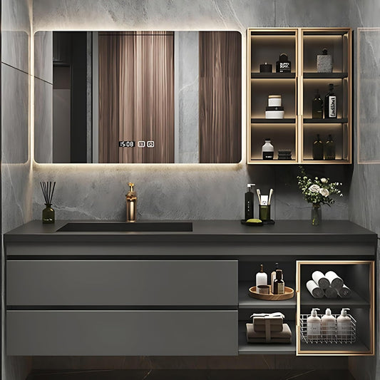 Bathroom Vanity with Sink - Luxury Bathroom Vanities, Floating Vanity with Smart Defogging Mirror, Multi-Layer Solid Wood Material - Complete Accessories (72")
