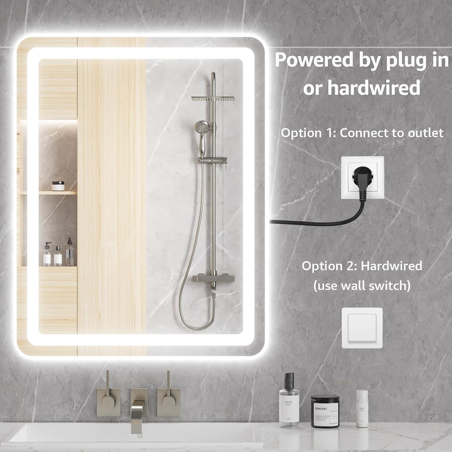 30" x 36" Led Bathroom Mirror with Lights, Anti-Fog & Tri-Color Lighting - Wall Mounted Shaving Mirror with Touch Sensor, Waterproof & Smart LED Vanity Mirror,Tempered Glass, Dimmable Smart Mirror