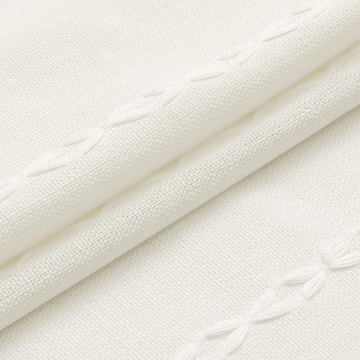 MitoVilla White Shower Curtain 72 x 78, Boho Farmhouse 78 inch Long Polyester Linen Tassel Ultra Thick Heavy Duty Fabric Shower Curtains for Chic Cottagecore French Rustic Bathroom Decor Ivory