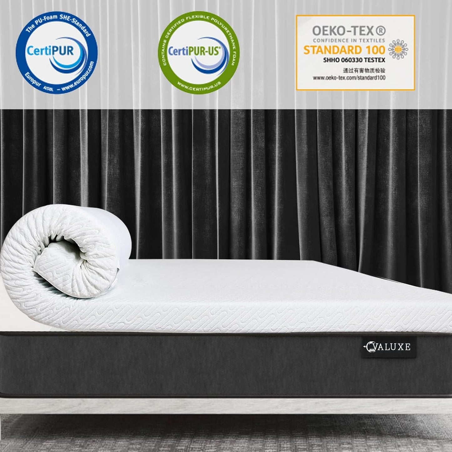 VALUXE 4 Inch Gel Memory Foam Mattress Topper Queen Size High Density Cooling Pad Pressure Relief Bed Topper (with Removable & Washable Bamboo Cover)