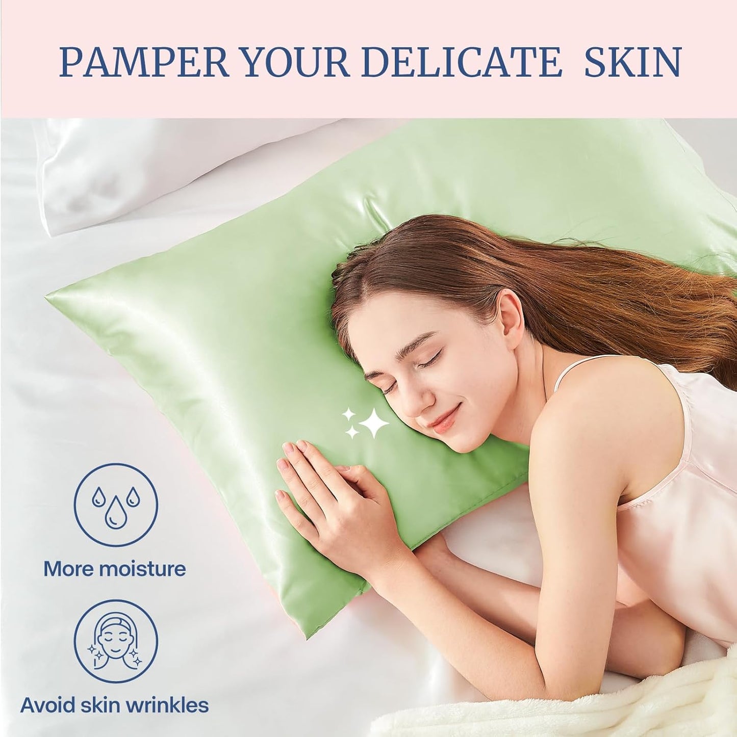 BEDELITE Satin Pillowcase for Hair and Skin, Super Soft and Cooling Similar to Silk Pillow Cases 2 Pack with Envelope Closure, Gift for Women Men(20"x30" Queen Size, Gleam)