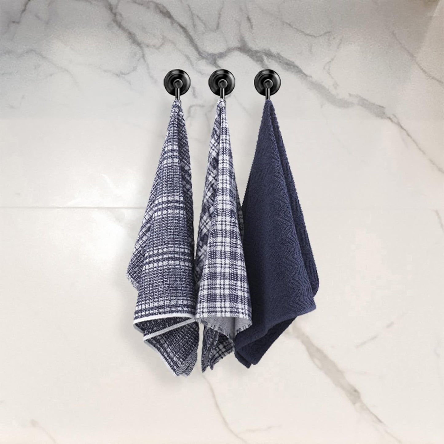 Nautica 100% Cotton Kitchen Towels | Super Absorbent Reusable Cleaning Cloths, Tea Towels, Hand Towels for Drying Dishes | Set of 3 | 18" X 28" | Navy/White Plaid