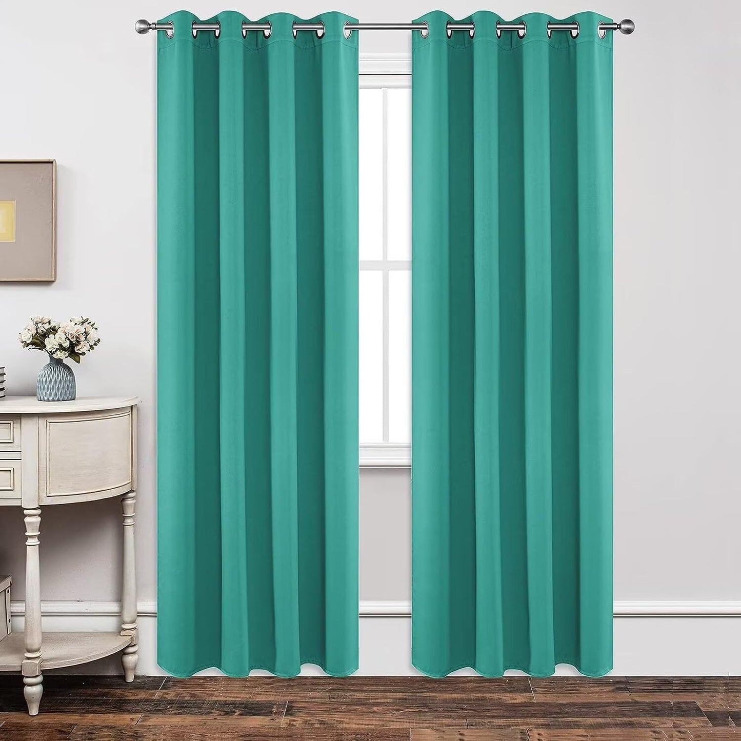 Joydeco Blackout Curtains 84 inches Long 2 Panels Set, Thermal Insulated Long Curtains & Drapes 2 Burg, Room Darkening Grommet Drapes for Bedroom Living Room Windows (W42 x L84 Inch, Peacock Blue)