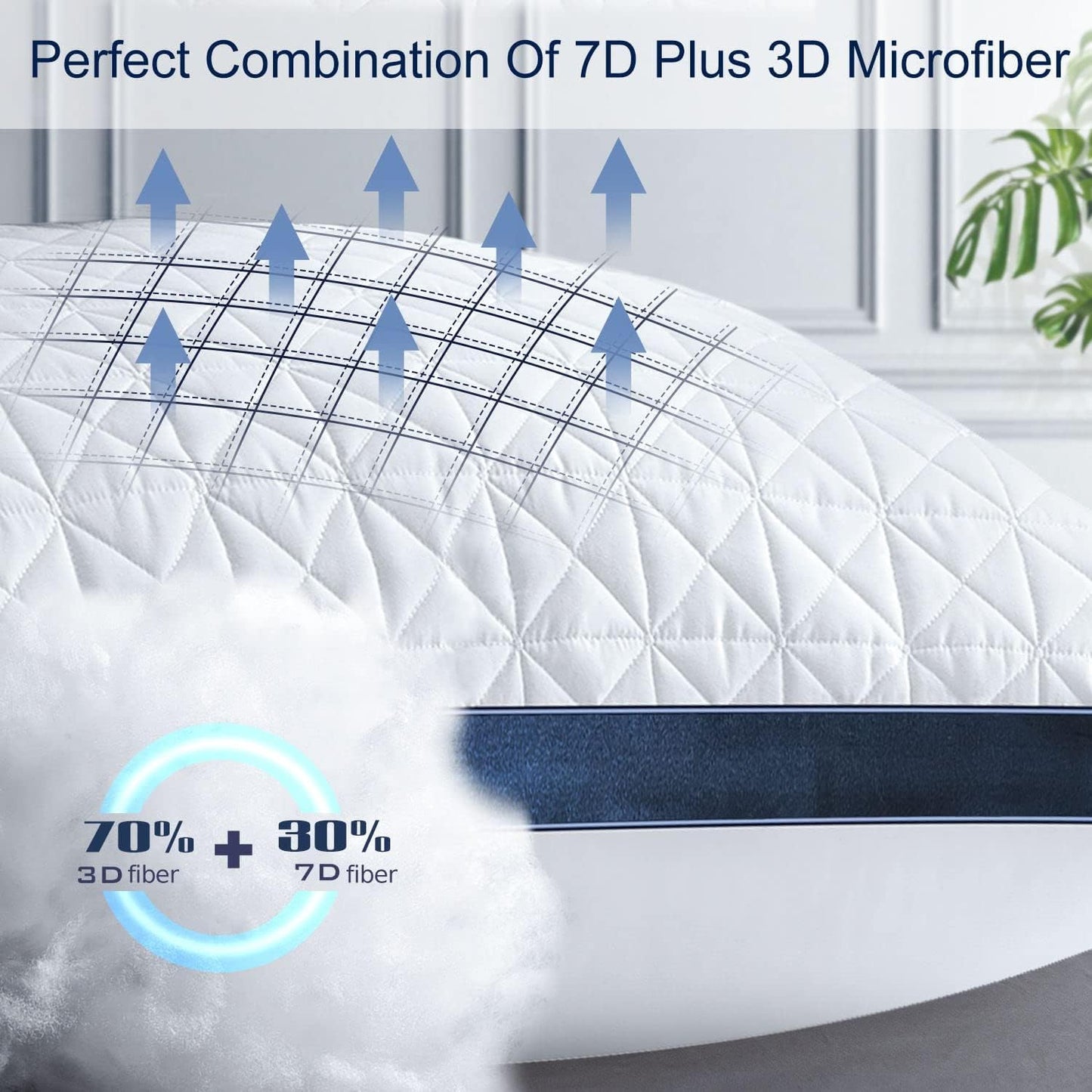 Pillows Standard Size Set of 4 Cooling Hotel Luxury Bed Pillows for Sleeping 4 Pack, Supportive Breathable Down Alternative Gusset Standard Pillow for Back Stomach or Side Sleepers