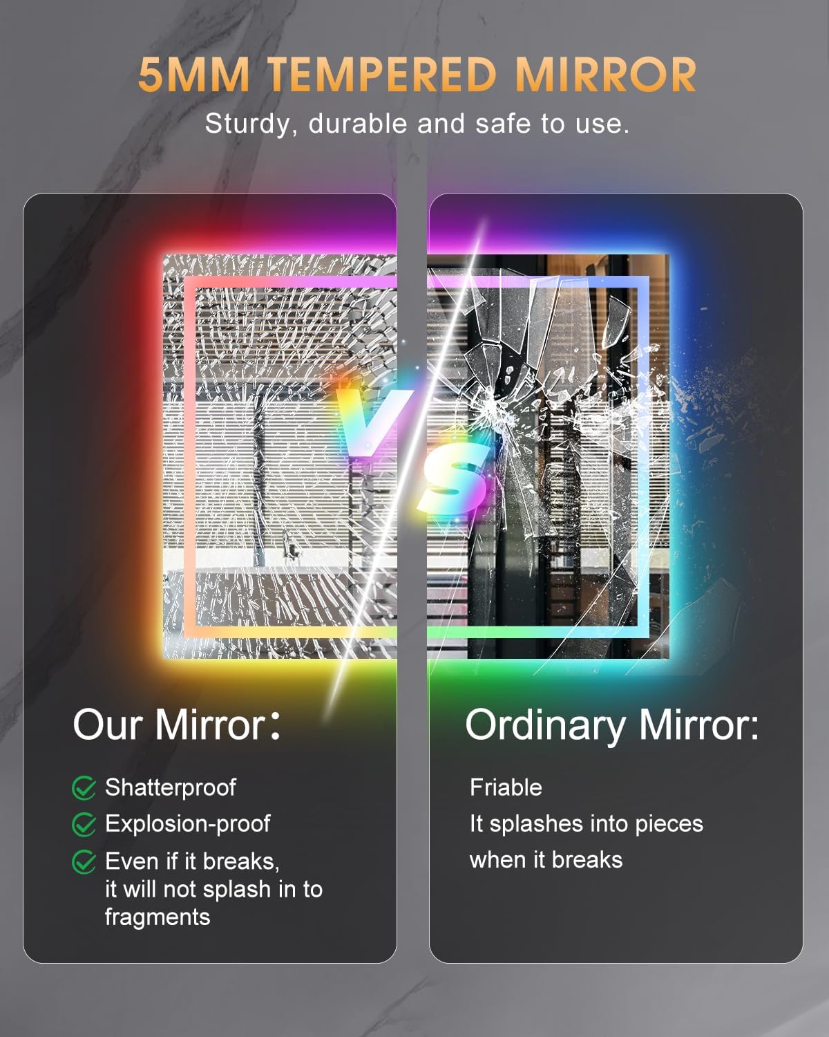 oneup 40x32 Inch LED Bathroom Mirror,RGB Color Changing Bathroom Mirror with Lights,Anti-Fog Wall-Mounted Vanity Mirrors,Smart Dimmable Multicolor Lighted,IP54 Waterproof (Horizontal/Vertical)