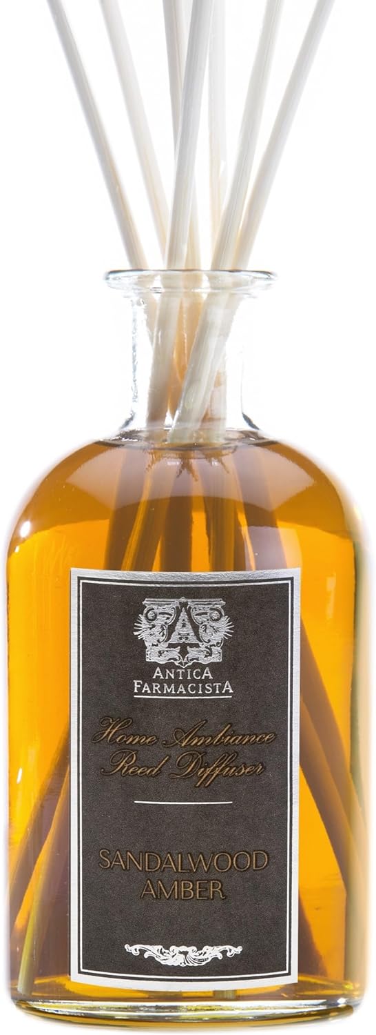 Antica Farmacista Home Ambiance Diffuser - Long-Lasting Reed Scent Diffuser - Luxury Room Freshener Gift - Sandalwood Amber, 8.45 fl oz