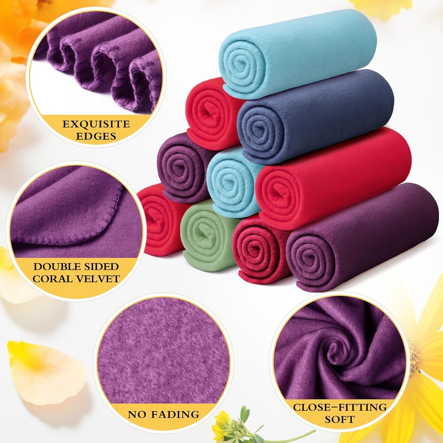 24 Packs Fleece Throw Blanket Soft Warm Lightweight Fleece Blanket Cozy Throw Bulk for Bed Couch Sofa Home Office Wedding Gifts Suitable for Seasons, 50 x 60 Inches(Novel Color)