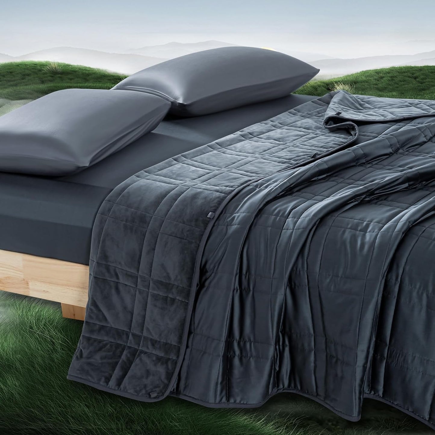 King Size Weighted Blanket 40lb(88''x104'' , Dual-Sided), Reversible Cozy Warm Velvet & Cooling Tencel Fabric King Weighted Blanket for Adults & Couples All Season Use - Carry Bag Included, Dark Grey