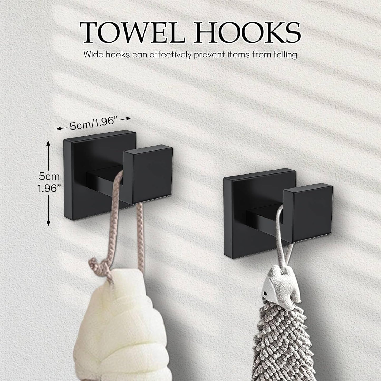 Matte Black Bathroom Hardware Accessories Set 5-Pieces Black Towel Bar Set Stainless Steel Towel Holder Set 16 Inch Towel Bar,Towel Racks Set for Bathroom Wall Mounted