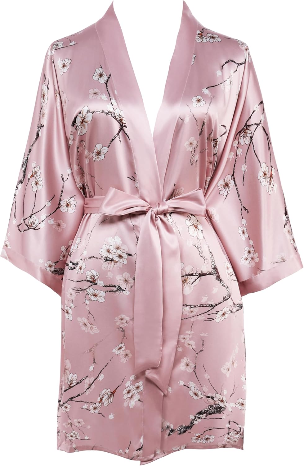 BABEYOND Short Kimono Bath Robe Blouse Satin Silky Kimono Cover Up Loose Cardigan Sleepwear Wedding Robe