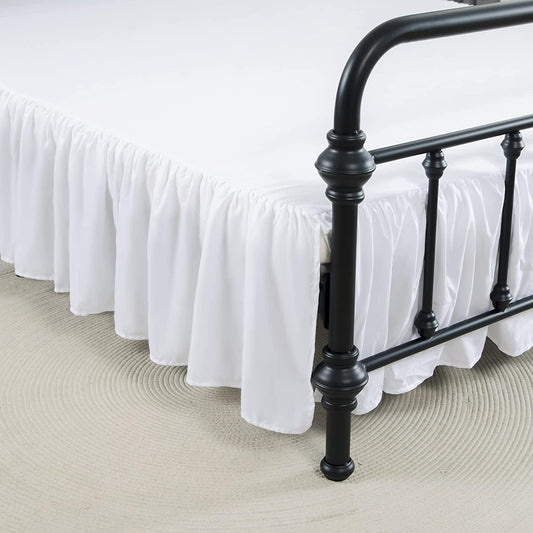 Bed Skirt Full Size Ruffled Bed Skirts with Split Corners, 12 Inch Drop Dust Ruffle Bed Skirt with Platform, White