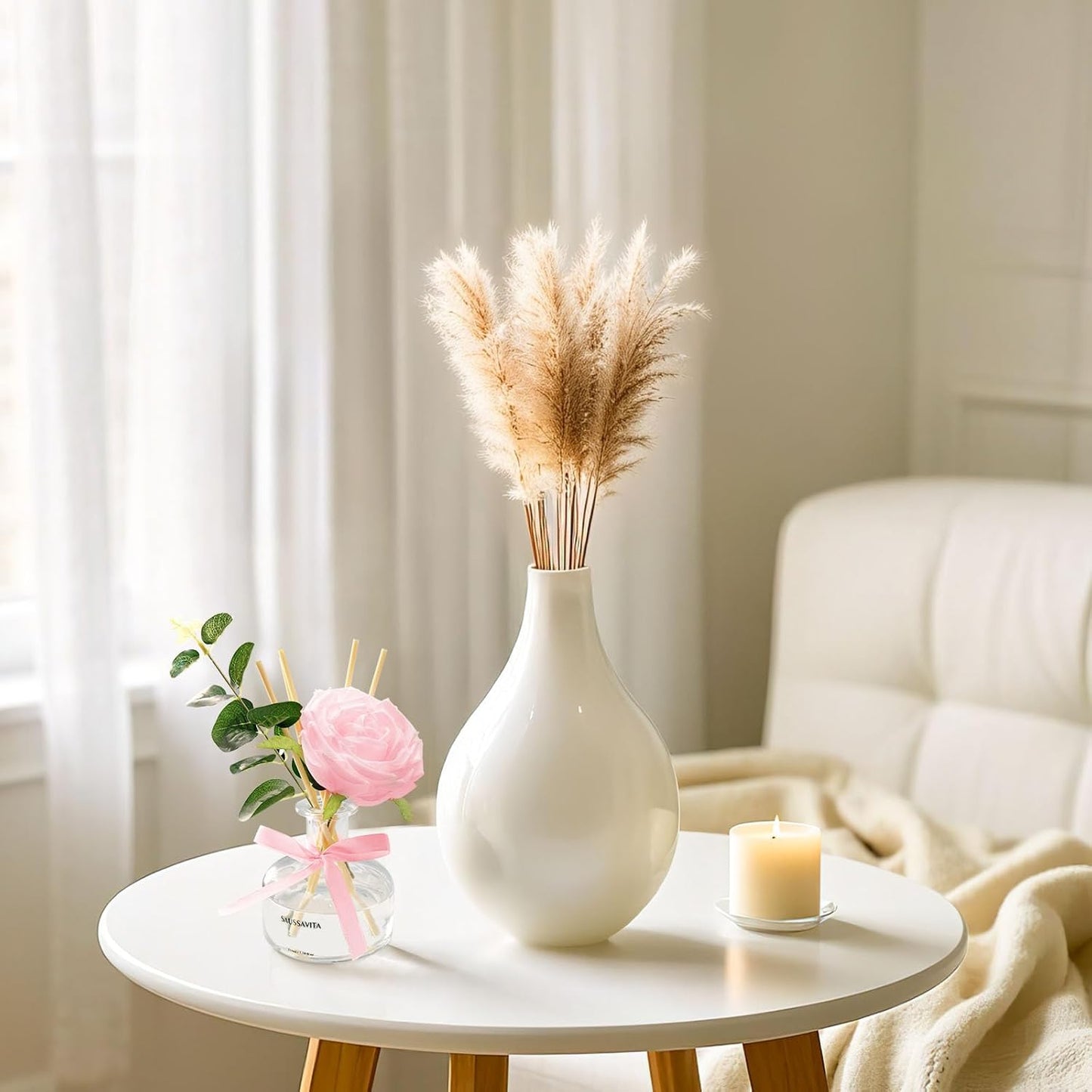 Reed Diffusers Set, 7.10 oz Rose Water Scented Diffuser with 7 Sticks, Long Lasting Home Fragrance for 120 Days, Perfect for Bathroom, Shelf Decor, Air Fresheners