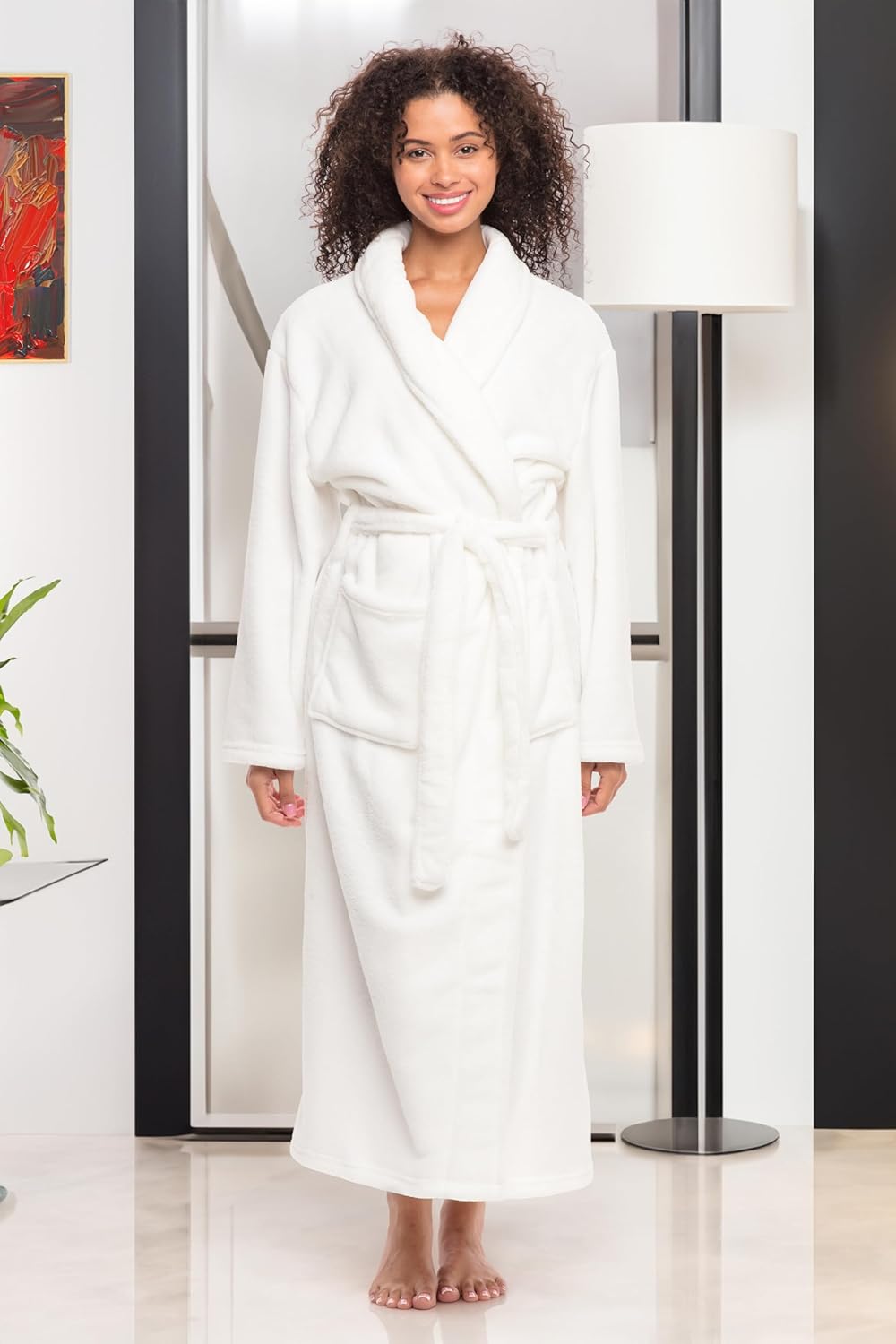 Alexander Del Rossa Plush Robe for Women, Long Fleece Winter Bath Robe, Plus Size