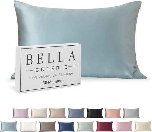Bella Coterie Luxury Silk Pillowcase for Hair and Skin | 30 Momme | 100% Pure 6A Mulberry Silk | Super Soft | Perfectly Plush [King, Slate Blue]