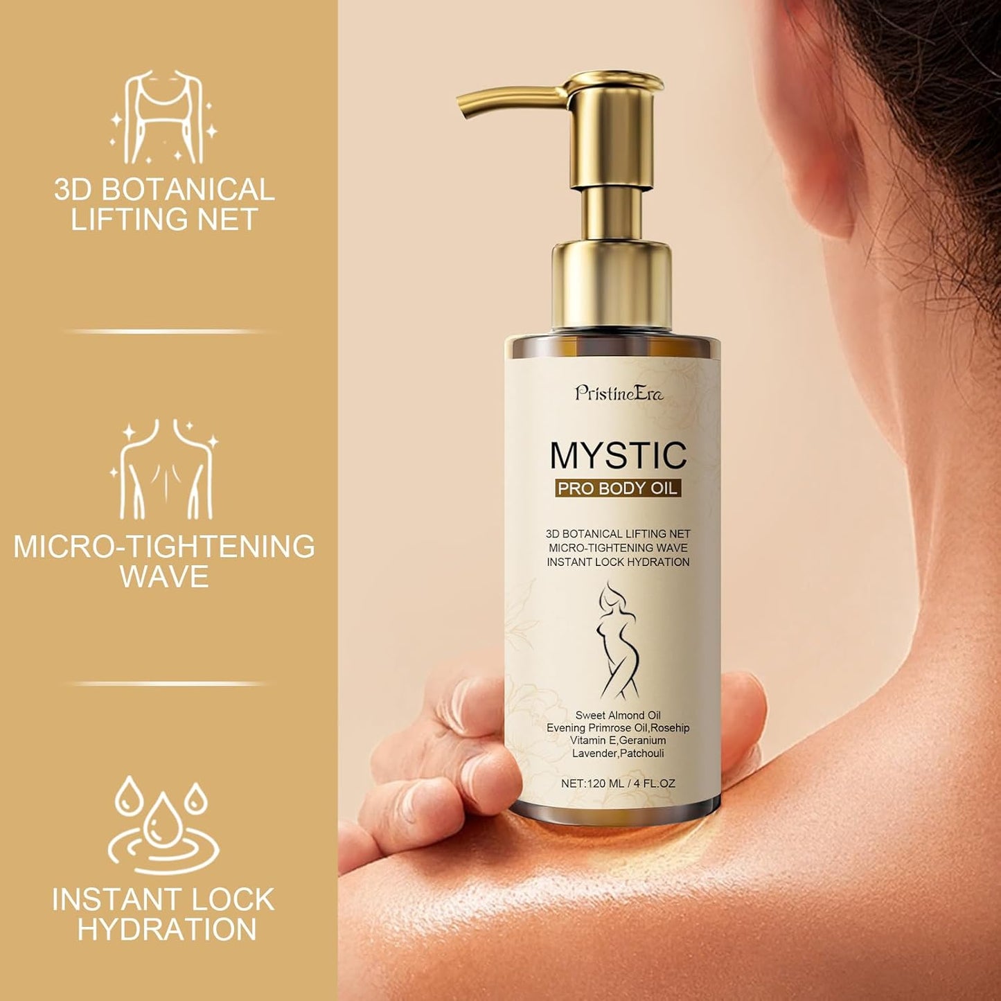Mystic Body Firming Oil Deep Lasting Hydration and Firming Skin for Full Body Skin Tightening Body Oil After Shower 4.23 fl oz (Citrus)