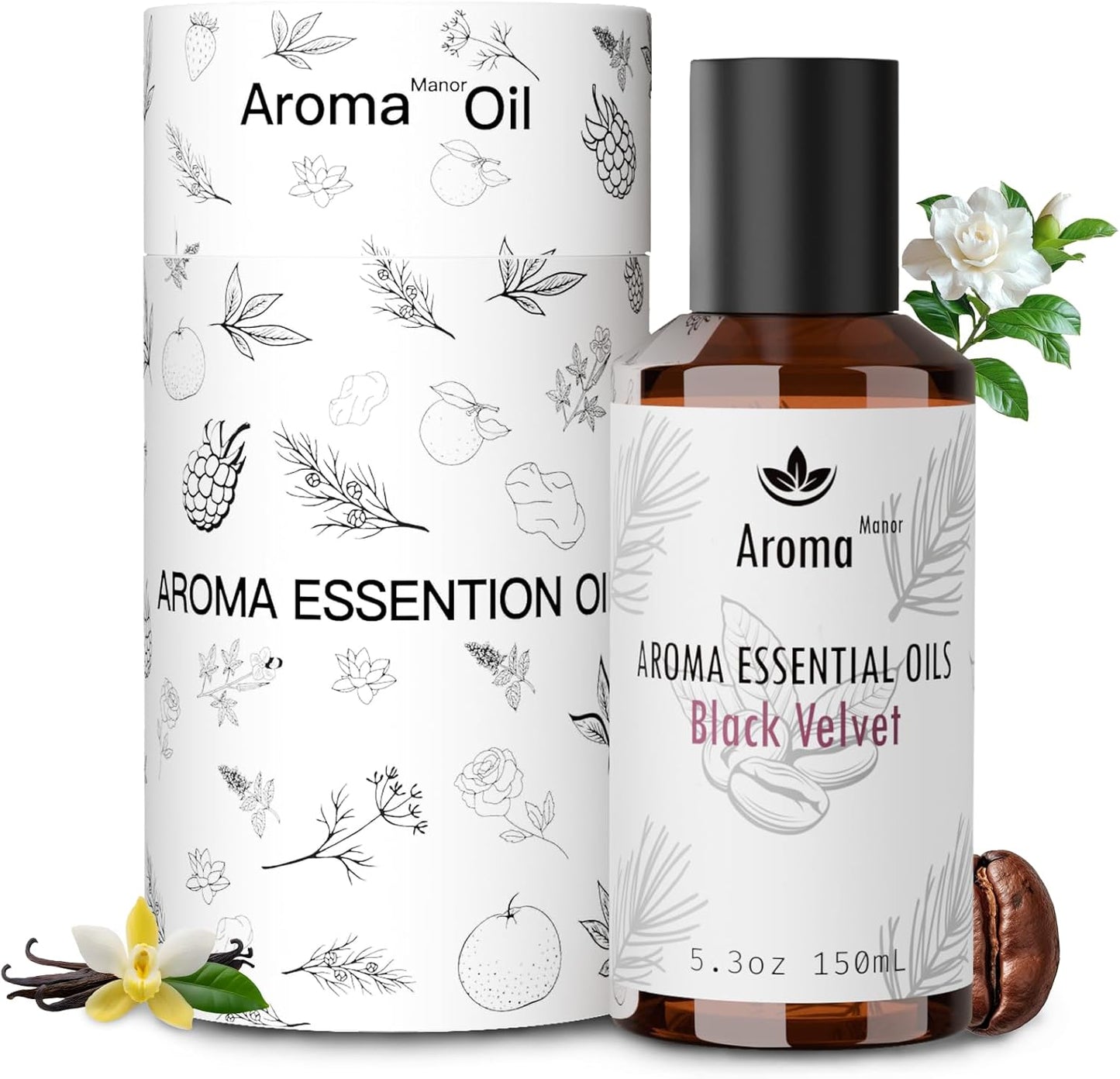 Hotel Fragrance Oil - Black Velvet Essential Oils for Scent Diffuser - Black Coffee, Caramel, Cinnamon, Vanilla, Patchouli - Home Luxury Scents Aroma Fragrance for Home, Office
