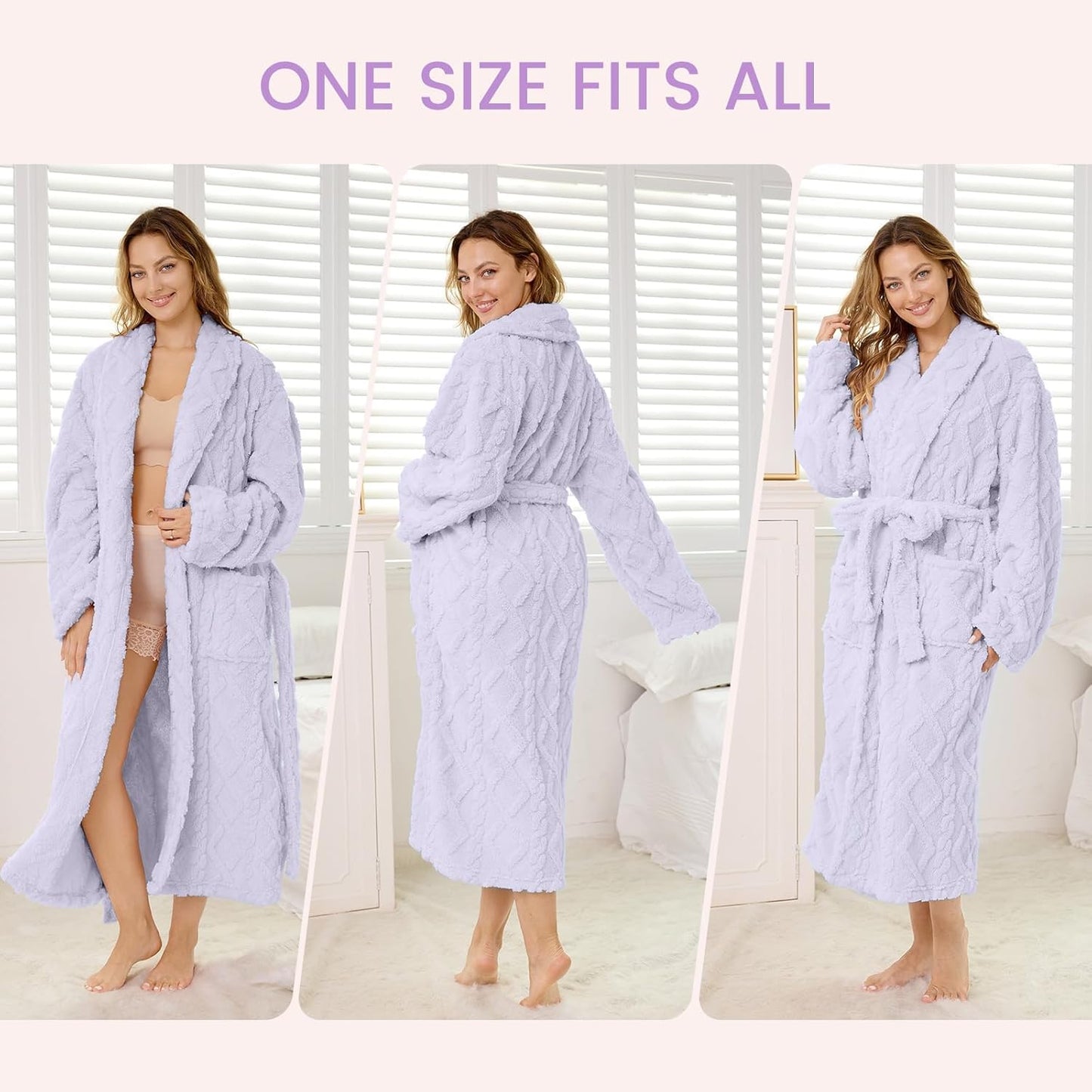 MIZZEO Microfiber Robes for Women, Cozy Soft Warm Plush Women Robe Plush Long Bathrobe