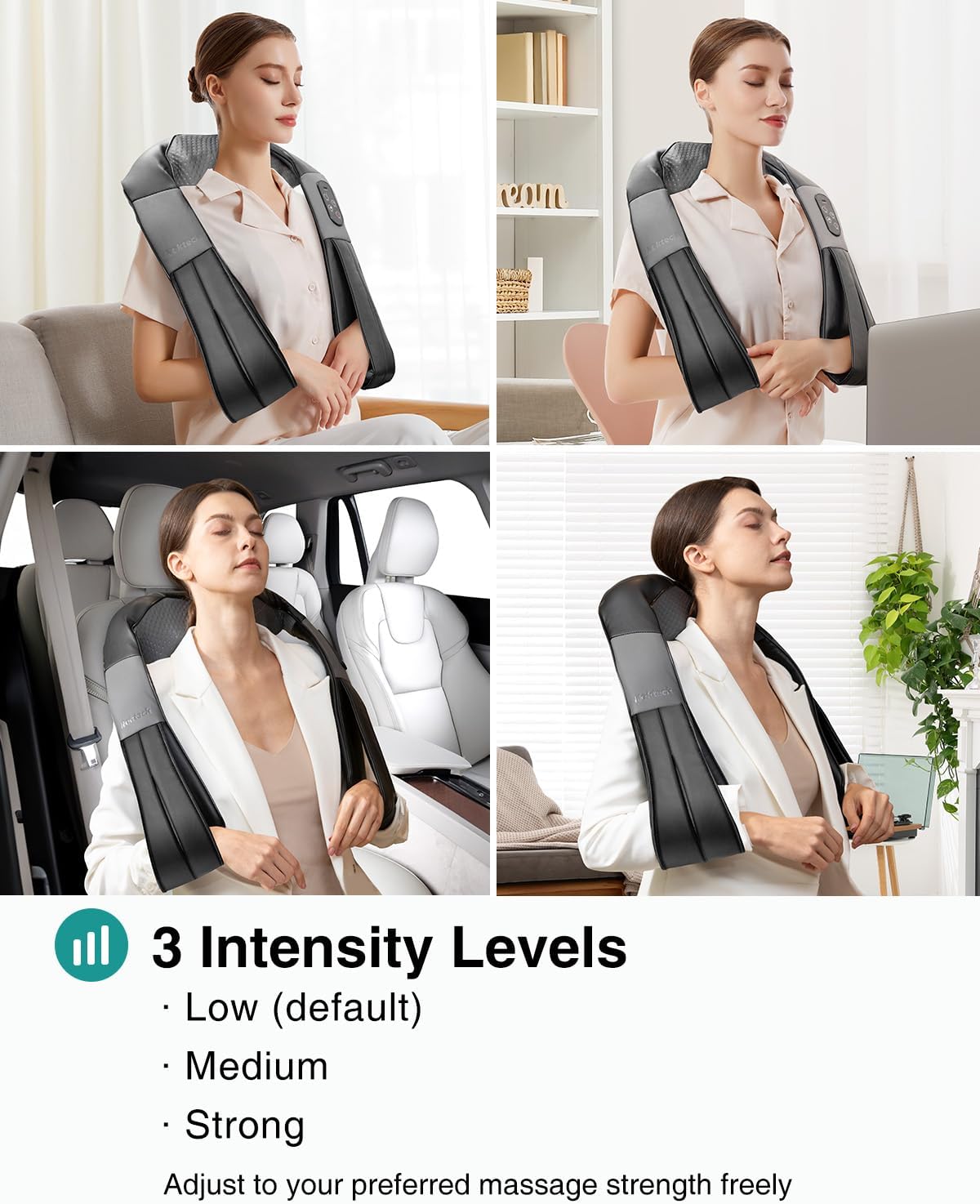 Nekteck Neck Back Massager with Heat, Cordless Shiatsu Shoulder Massager for Pain Relief Deep Tissue, Electric 3D Kneading Massage Pillow for Body Muscle, Gifts for Men Women Dad Mom