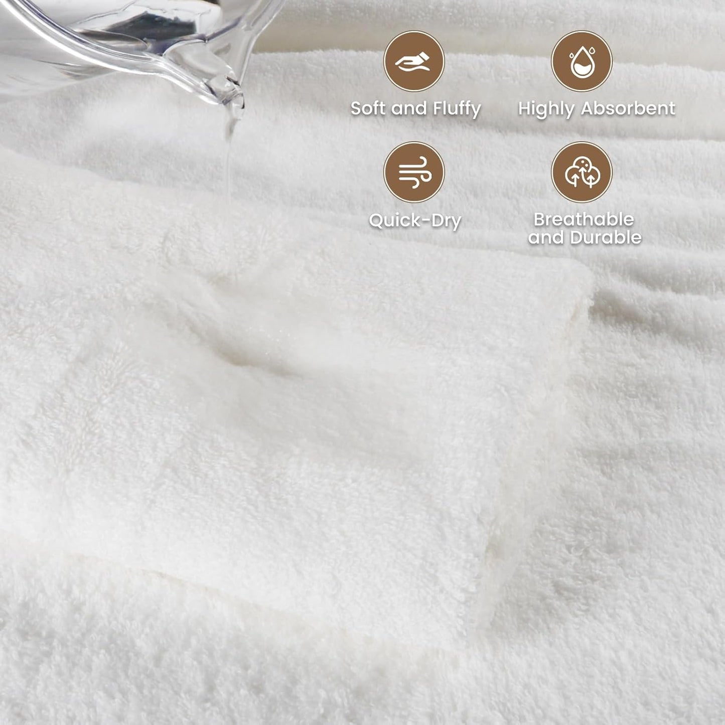 SEMAXE 4-Pack Luxury Bath Towels for Bathroom, 100% Cotton, Soft, Absorbent, and Quick-Drying, 55"x27", White, Perfect for Hotels, Gyms, and Spas