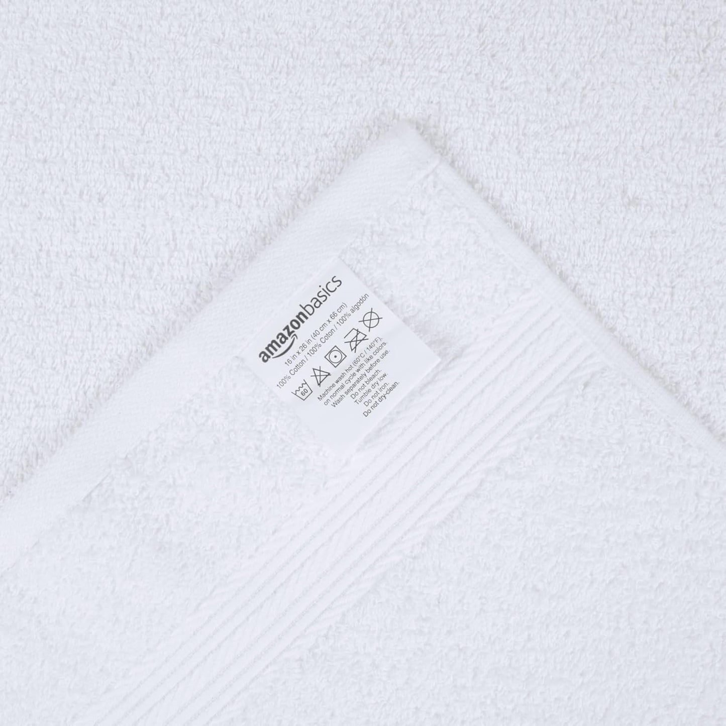 Amazon Basics 6 Piece hand towels for bathroom, Fade Resistant 100% Cotton Hand Towels, soft absorbent bathroom hand towels 6 - Pack (26''x16''), White