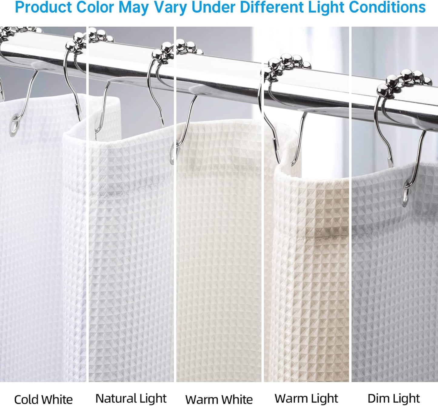 AmazerBath Waffle Shower Curtain White, Stall Shower Curtain, Heavy Duty Fabric Shower Curtains, Hotel Quality Bathroom Shower Curtains, 54 x 78 Inches
