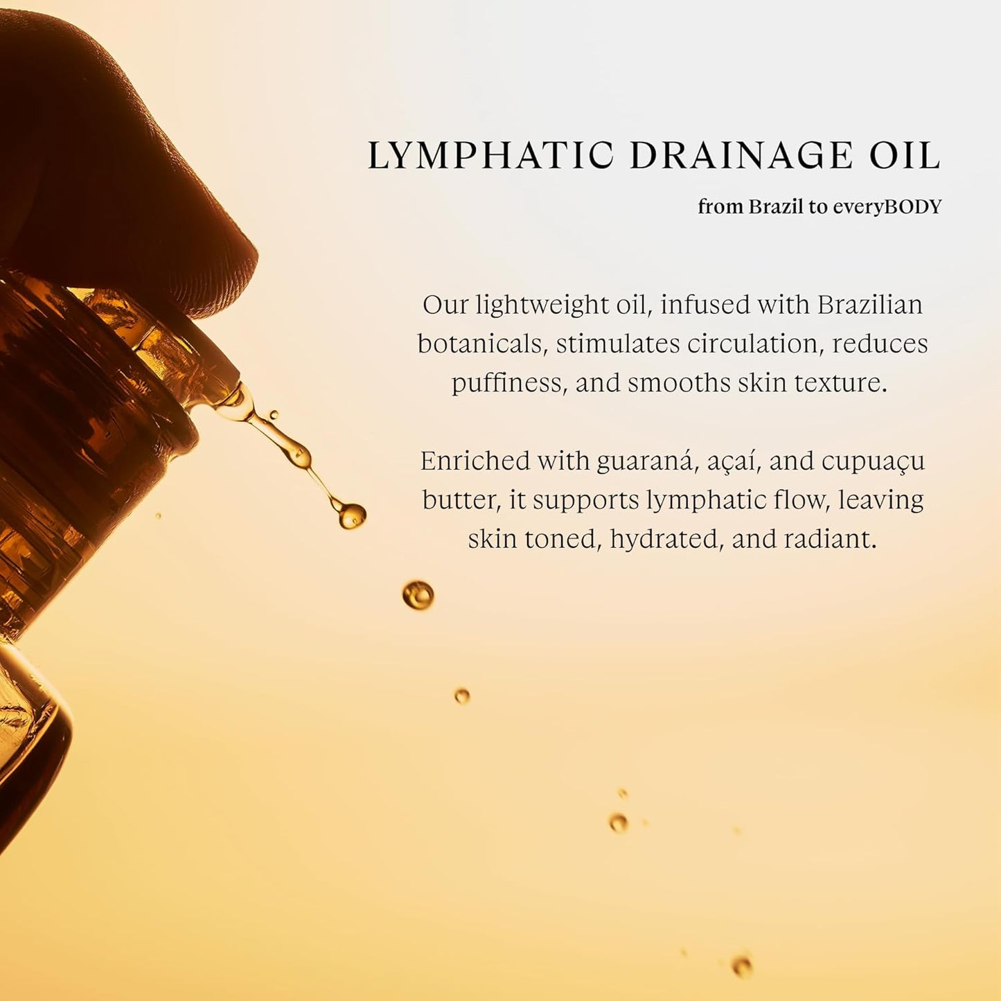 Gente Beauty Lymphatic Drainage Oil, Scented, Body Sculpting Formula, 50ml/100ml, Brazilian Oils Blend with Pataua, Coffea Arabica, Mulateiro Extract (100ml, Unscented)