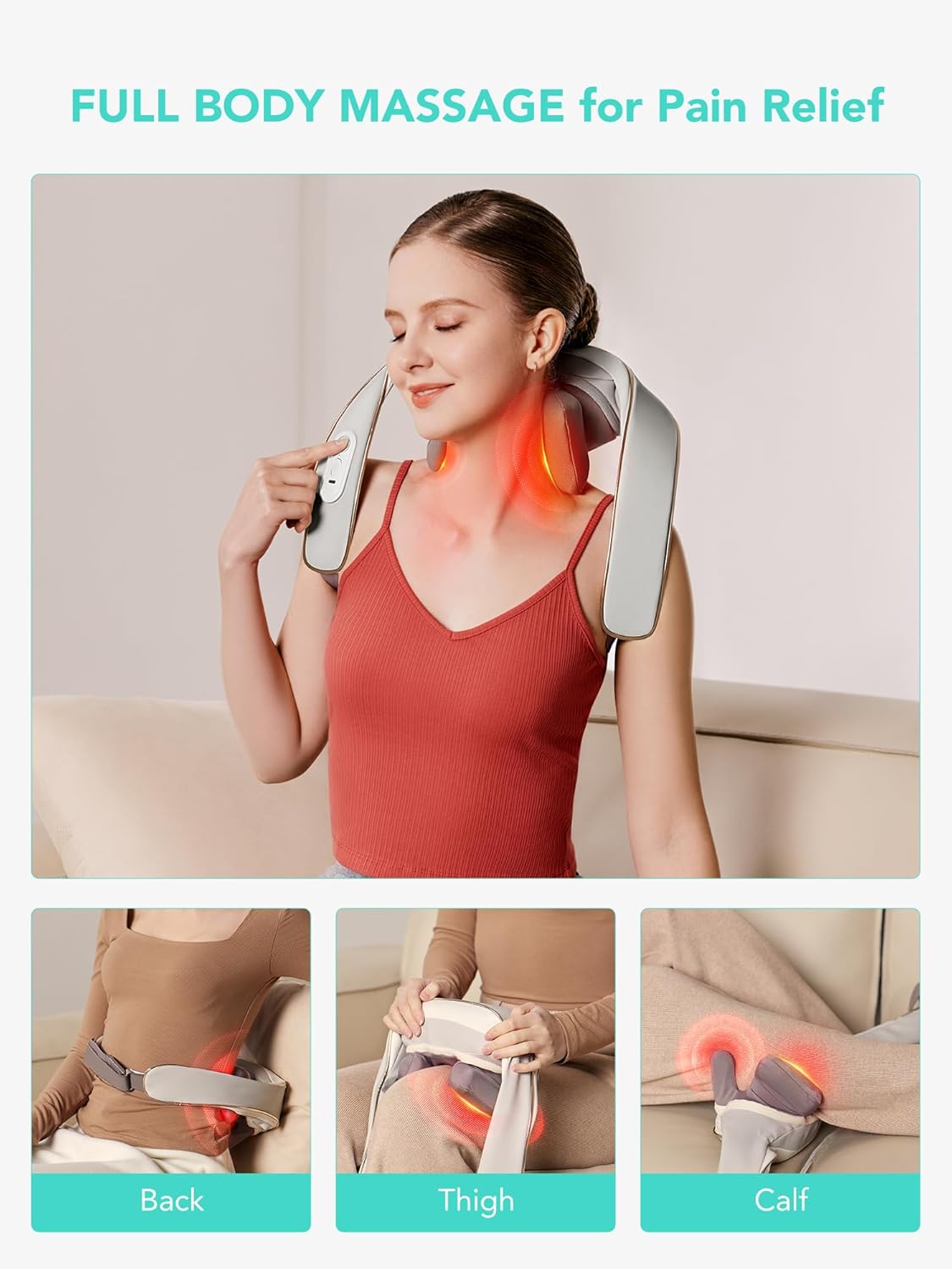 SKG Neck Massager for Pain Relief Deep Tissue 6D Kneading with Heat Cordless Neck and Shoulder Massage for Men and Women H5 mini
