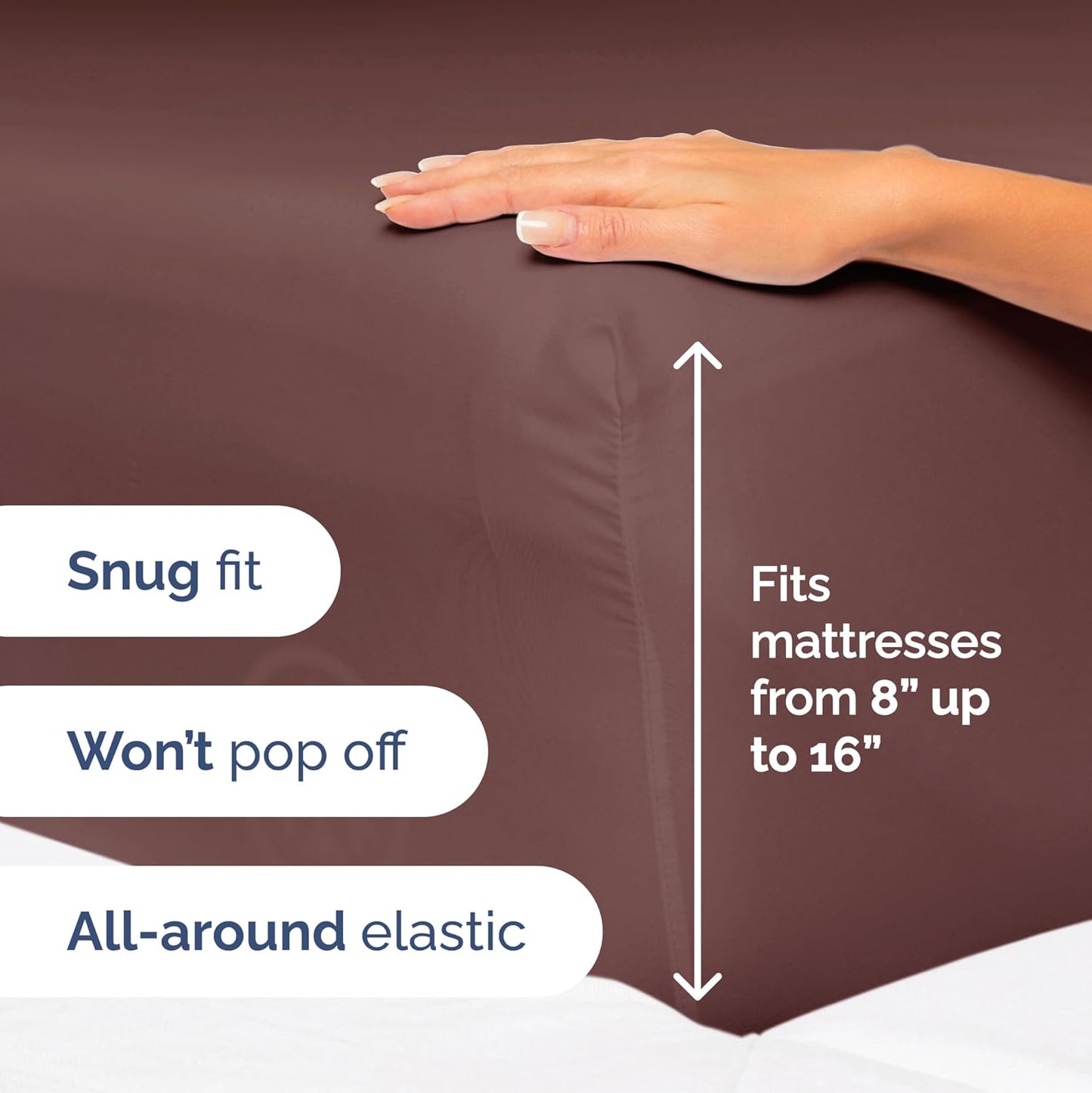 Queen Size 4 Piece Sheet Set - Extra Soft, Breathable and Cooling - Hotel Luxury Durable Bed Sheets for Women & Men - Deep Pockets, Easy-Fit & Wrinkle-Free - Dark Russet Oeko-Tex