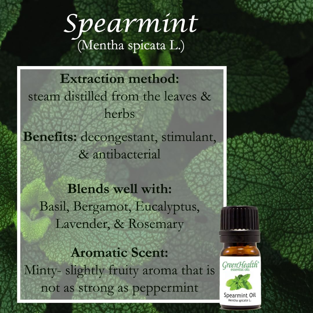Spearmint Essential Oil – 1 Gallon (128 fl oz) – 100% Pure & Uncut – Bulk Size for Diffusers, Aromatherapy, and DIY – GreenHealth
