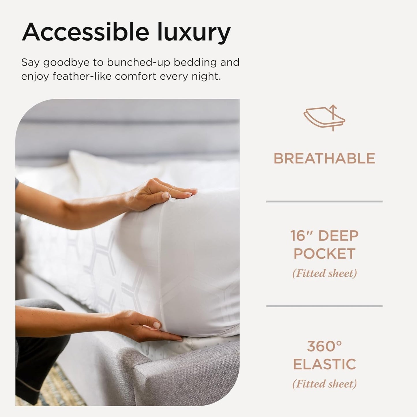 Threadmill 100% Cotton Sheets for Full Size Bed - 600 Thread Count Full Bed Sheets Set with 16” Deep Pocket - Jacquard Sateen Weave 4-Piece Bedding Set with Cooling Effect, White