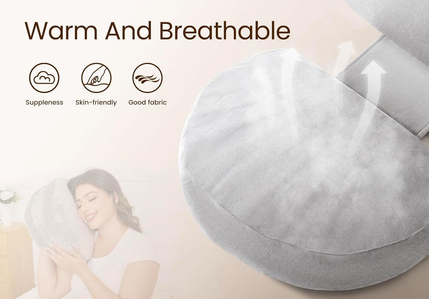 Pregnancy Pillow for Sleeping Memory Foam Pillow for Side Sleeper, Maternity Pillow Support for Back, Belly, HIPS for Pregnant Women, Portable and Adjustable Travel Wedge Velvet Grey