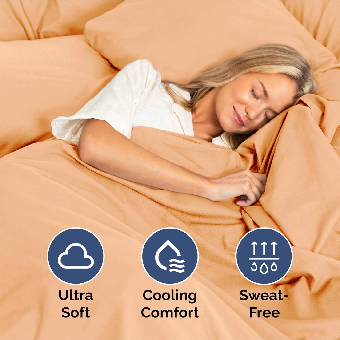 King Size 4 Piece Sheet Set - Extra Soft, Breathable And Cooling Sheets - Hotel Luxury Durable Bed Sheets for Women & Men - Deep Pockets, Easy-Fit & Wrinkle-Free Sheets - Peach Oeko-Tex Bed Sheet Set