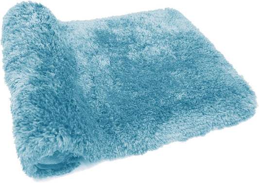 FIFU Bathroom Runner Rug 24" W x 48" L, Bath Mats for Bathroom, Bedroom & Kitchen, Non-Slip Rubber Latex Backing, Comfort & Soft Shower Bathmat & Carpet for Sink, Home & Hallways, Sky Blue