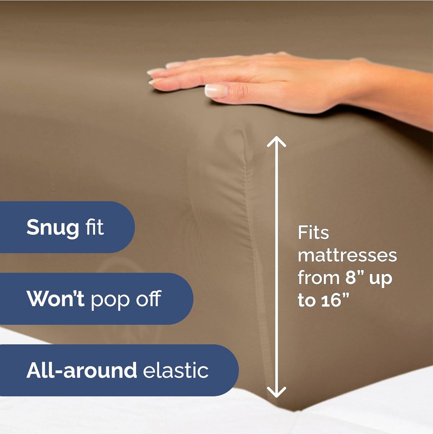 Queen Size 4-Piece Sheet Set - Extra Soft, Breathable & Cooling - Hotel Luxury Durable Bed Sheets - Deep Pockets, Easy-Fit & Wrinkle-Free - Neutral Brown Oeko-Tex