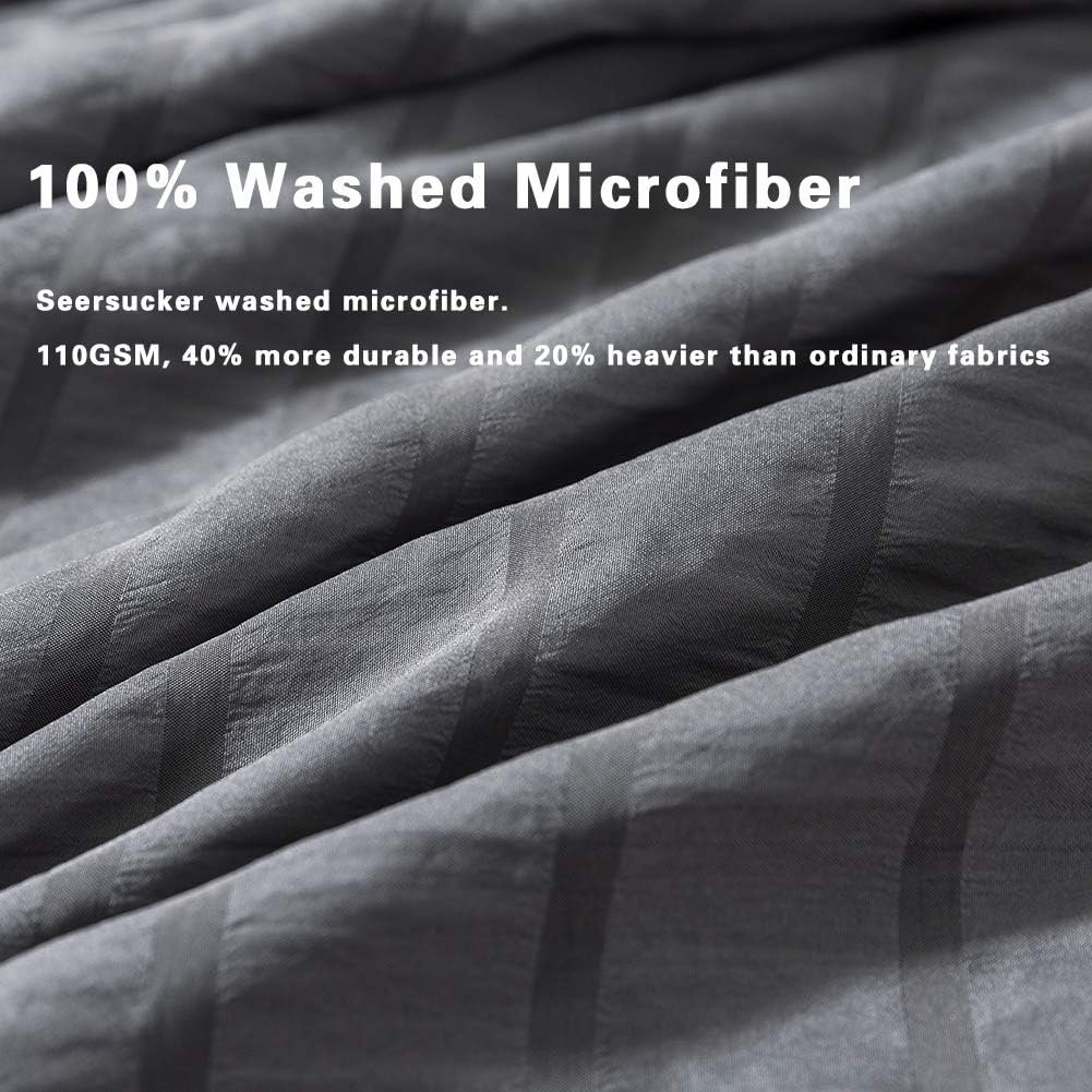 AveLom Queen Duvet Cover Set, 3 Pieces - 90 x 90 in, Dark Gray Microfiber with Zipper and Ties