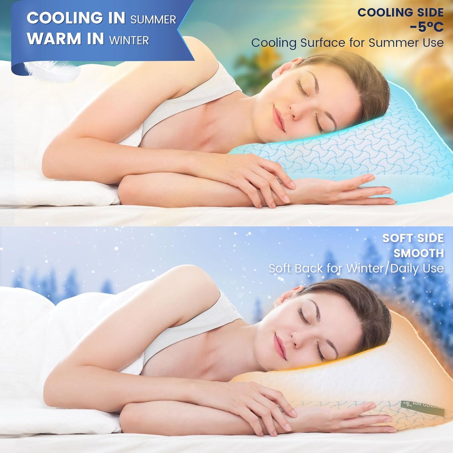 SUPA MODERN Shredded Memory Foam Pillows for Sleeping Queen Size Set of 4 Pack,Adjustable Cooling Bed Pillow for Side Back and Stomach Sleepers with Breathable Washable Cover